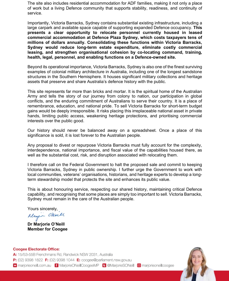 Part 2: Victoria Barracks Letter Written by Marjorie