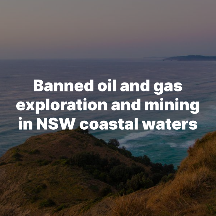 Banned oil and gas exploration and mining in NSW coastal waters