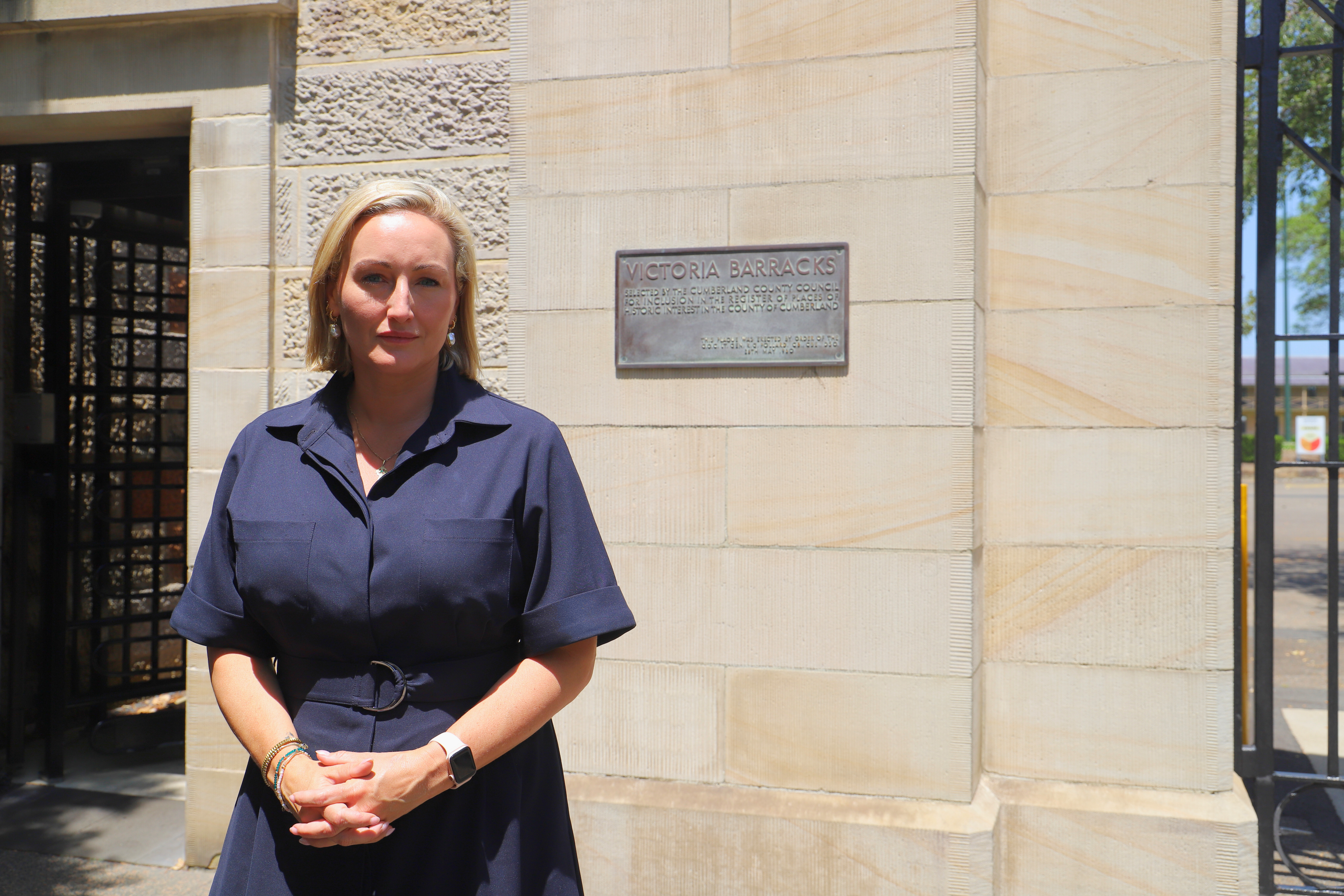 Marjorie Standing out front of Victoria Barracks